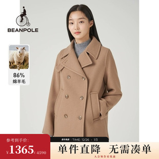 BEANPOLE滨波 双排扣大衣 女士纯色通勤英伦简约短款
