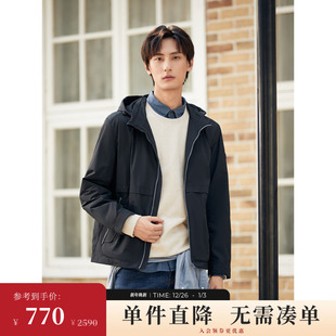 BEANPOLE滨波 宝蓝色休闲拉链连帽夹克外套 男士