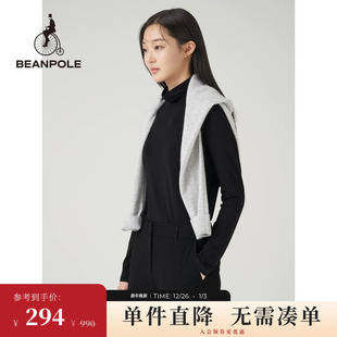 T恤 型长袖 BEANPOLE滨波 女士通勤简约黑色高领修身