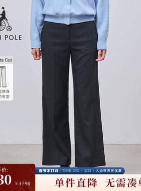 BEANPOLE滨波 女深灰色Boots Cut磨毛休闲长裤简约时尚户外喇叭裤