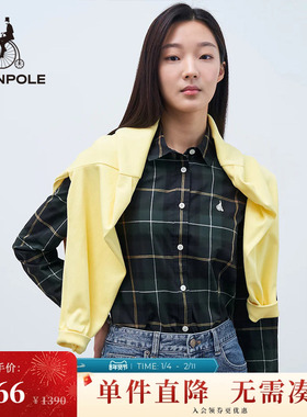 BEANPOLE滨波  女士休闲通勤简约风ESS系列藏青色Herit 格纹衬衫