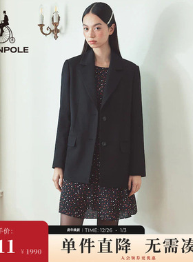 BEANPOLE滨波  女士商务黑色行政宽松版长袖单西休闲西装