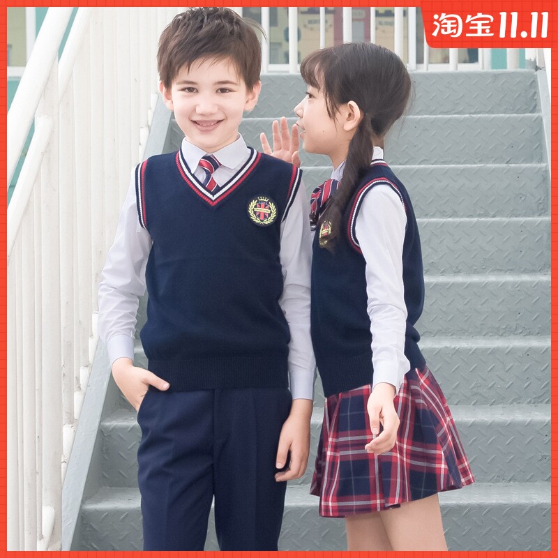 幼儿园园服儿童英伦风套装男女童毛衣背心学院小学生校服班服春秋