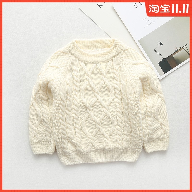 儿童加绒加厚毛衣男童女童宝宝7小童0婴儿1保暖2岁3白色4红5秋冬6