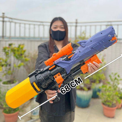 夏季超大号大容量抽拉式呲水枪玩具高压水枪户外沙滩戏水互动玩具