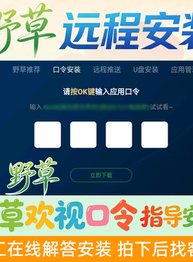 野草小草欢视助手口令远程安装TV版游戏口令卡密远程指导安装服务