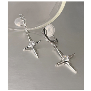 蚊香盘耳夹无耳洞女十字架耳环假耳饰欧美性感耳钉2024新款 耳夹