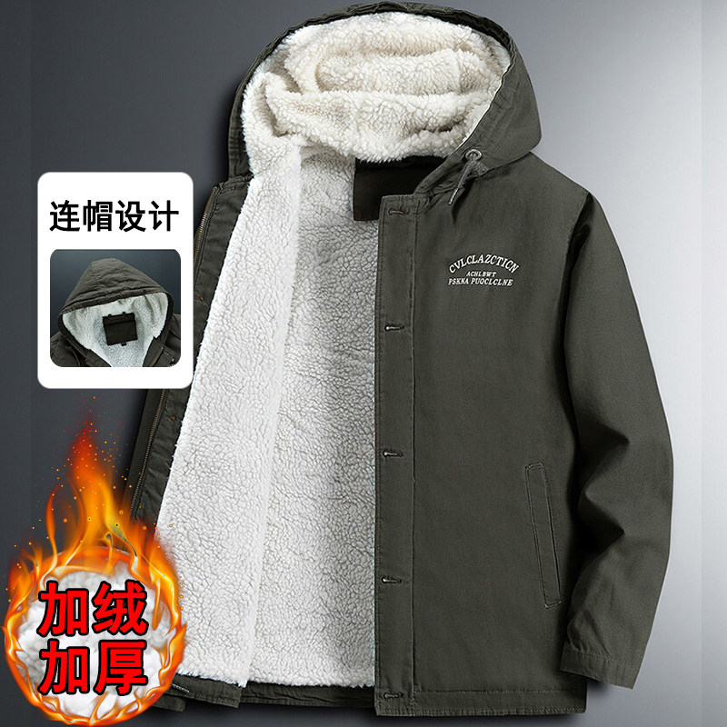 冬季男士棉衣加绒加厚中年爸爸冬装外套中老年人保暖棉袄连帽棉服,男装,中老年上装,淘宝优惠券,粉丝福利购,淘宝优惠卷