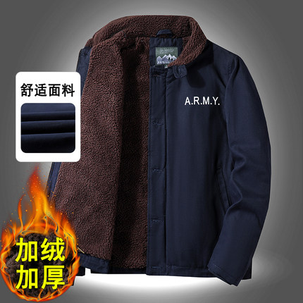 冬季中年棉衣男休闲宽松羊羔绒中老年人棉袄加绒加厚爸爸冬装外套