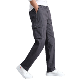 夏季新款中年男士休闲裤纯棉加肥加大码40岁50爸爸装运动长裤子薄