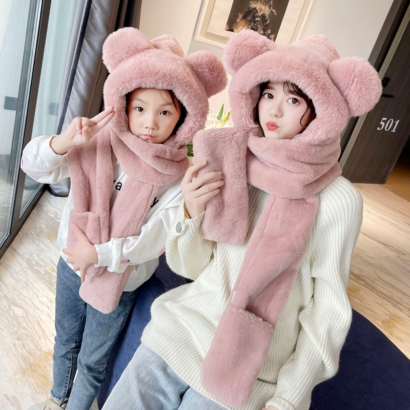 小熊女秋冬一体新款毛绒网红