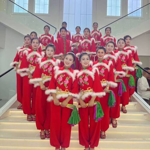 曲沟辣妈秧歌2024演出服新款中国风喜庆民族扇子舞广场舞蹈服套装