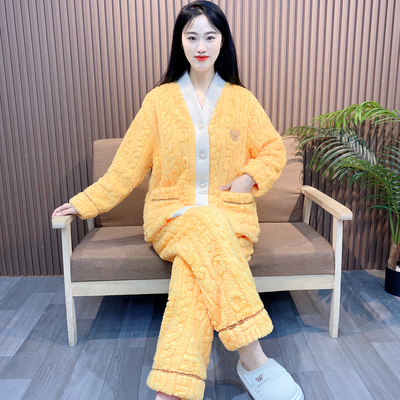 奶fufu睡衣女款2025新款冬季加厚珊瑚绒保暖大码可外穿遛弯家居服
