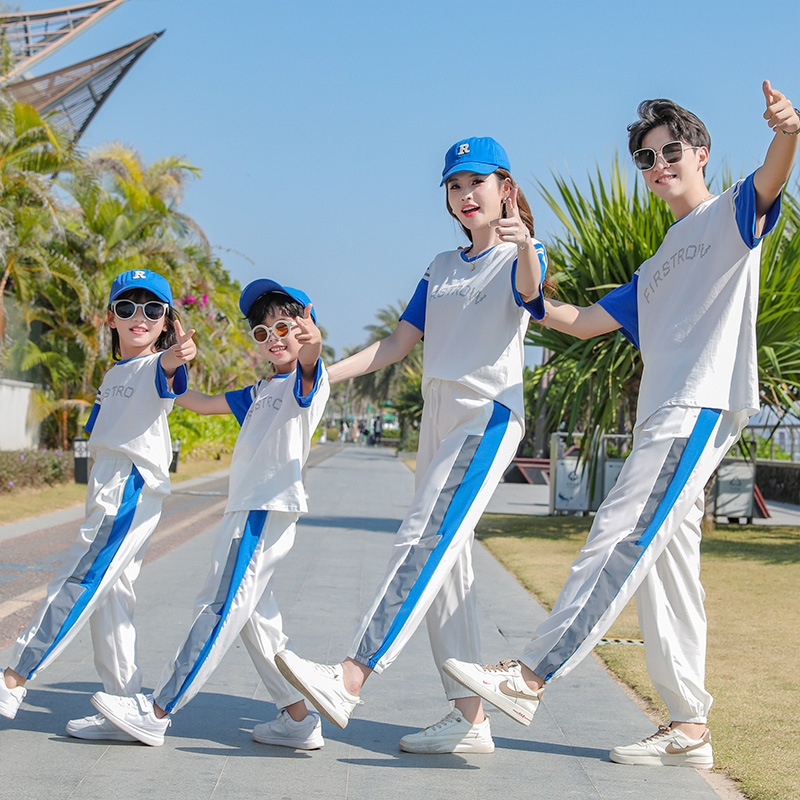 奔跑吧同款亲子装夏季幼儿园活动服一家三四口运动休闲全家装套装