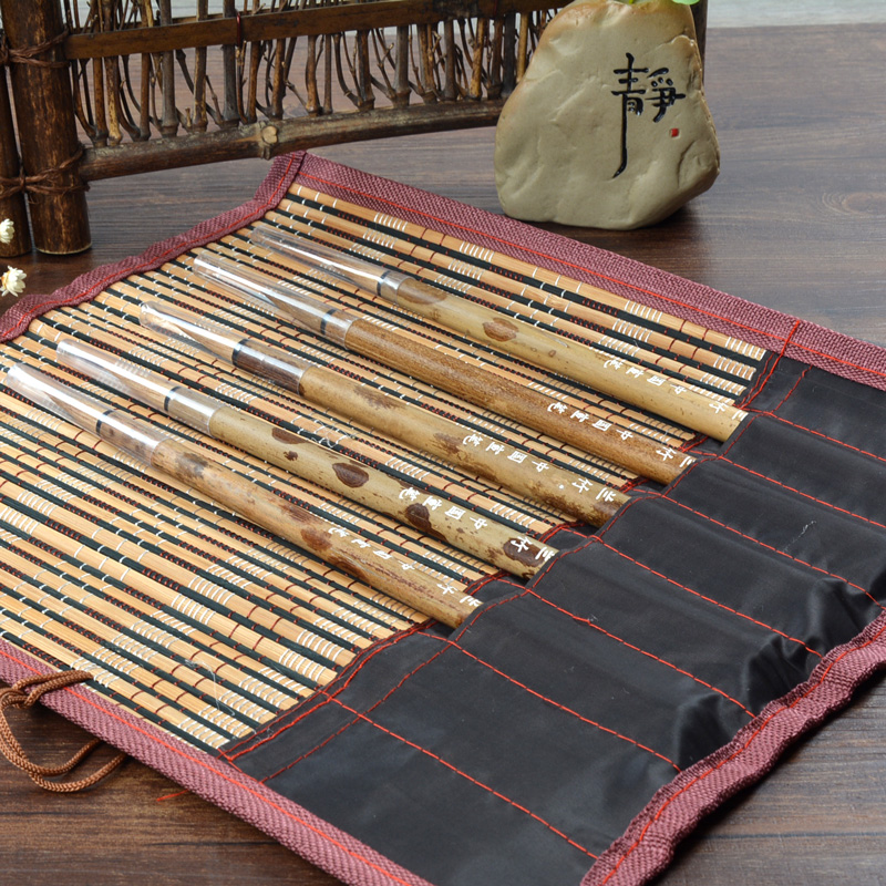 笔连竹篾收纳护具国画文房四宝