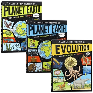 Comic 英文原版 地球漫画史 恐龙到现代 科普漫画历史篇3册 Evolution Strip 绘本 Earth Planet History 从大爆炸到鸟类 Part