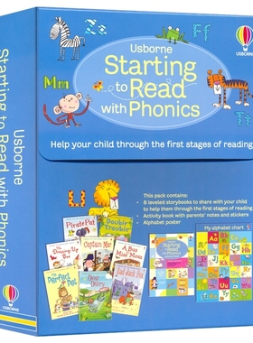 Usborne Starting to Read with Phonics 尤斯伯恩 自然拼读故事绘本8册盒装 活动书 附60+贴纸 亲子共读 英文原版进口儿童图书