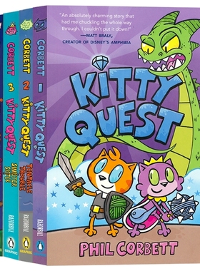 Kitty Quest   猫咪奇遇记 Tentacle Trouble Sinister Sister Phantom Frenzy 魔法冒险 幽默搞笑 全彩漫画书 4册 英文原版进口