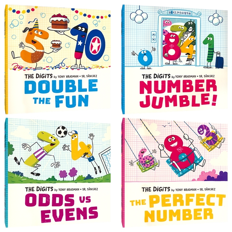 牛津精品绘本4册 The Digits 数学主题 英文原版进口儿童图书 探索数学儿童益智幽默趣味图画书 数字1-10奇数偶数简单乘法加法减法