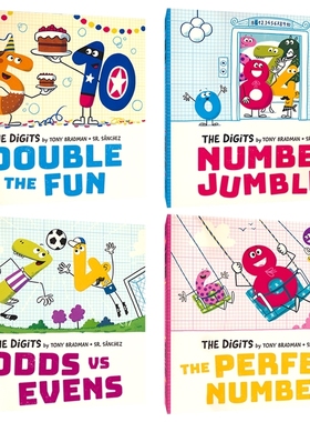 牛津精品绘本4册 The Digits 数学主题 英文原版进口儿童图书 探索数学儿童益智幽默趣味图画书 数字1-10奇数偶数简单乘法加法减法