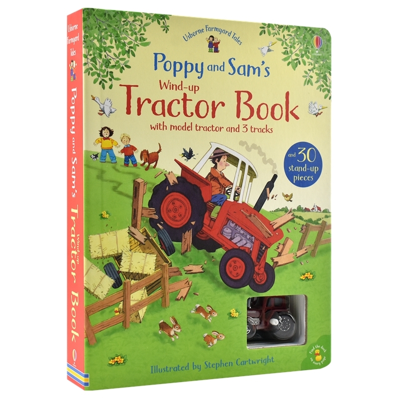 Poppy and Sam's Wind Up Tractor Book 波比和山姆 拖拉机发条玩具轨道书 事物认知 儿童英语故事绘本 地板书 英文原版进口图书