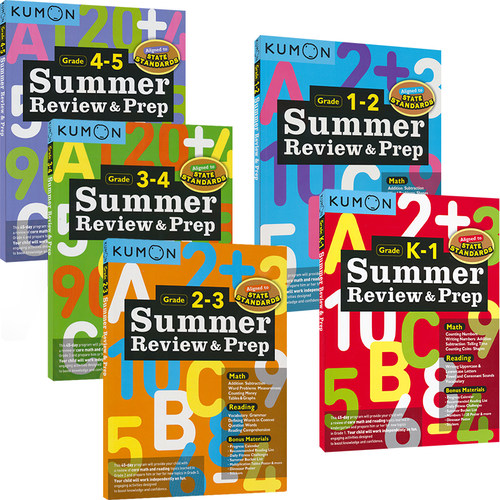 【自营】Kumon Summer Review & Prep Math & Reading 公文式教育 暑假练习册幼儿园-5年级数学 阅读 儿童英语教辅 英文原版进口