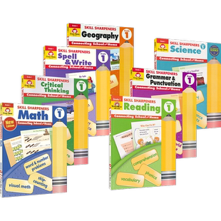 Evan-Moor Skill Sharpeners Grade 1 美国加州小学一年级7科目练习册 技能铅笔刀Reading Math 儿童英文原版进口教辅
