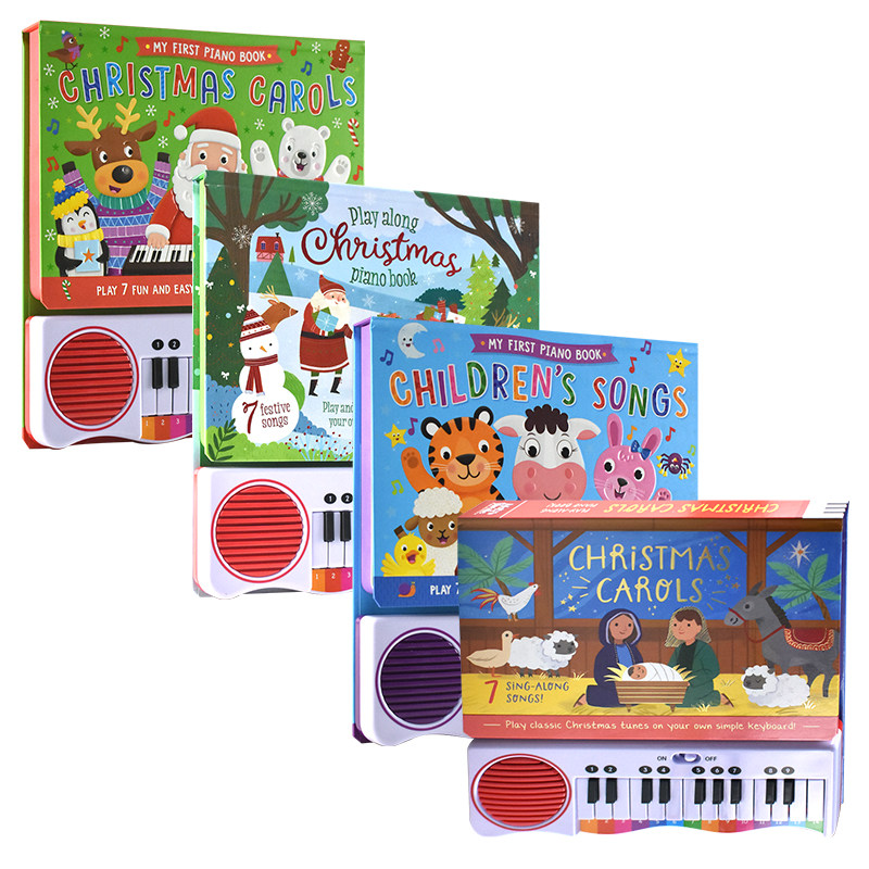 My First Piano Book Christmas Carols 圣诞颂歌 童谣琴键发声书 钢琴纸板书 含7首儿歌 英语音乐启蒙  英文原版进口儿童图书