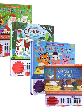My First Piano Book Christmas Carols 圣诞颂歌 童谣琴键发声书 钢琴纸板书 含7首儿歌 英语音乐启蒙  英文原版进口儿童图书