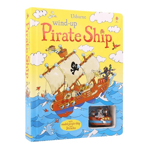 Usborne Wind-up Pirate Ship 尤斯伯恩 发条海盗船轨道书 益智玩具书 儿童互动纸板书 英语早教启蒙读物 英文原版进口图书