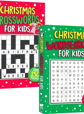 Christmas Crosswords  Wordsearches For Kids 儿童圣诞主题 填词和找词游戏 纵横填词 单词搜索 趣味解谜益智活动 英文原版图书