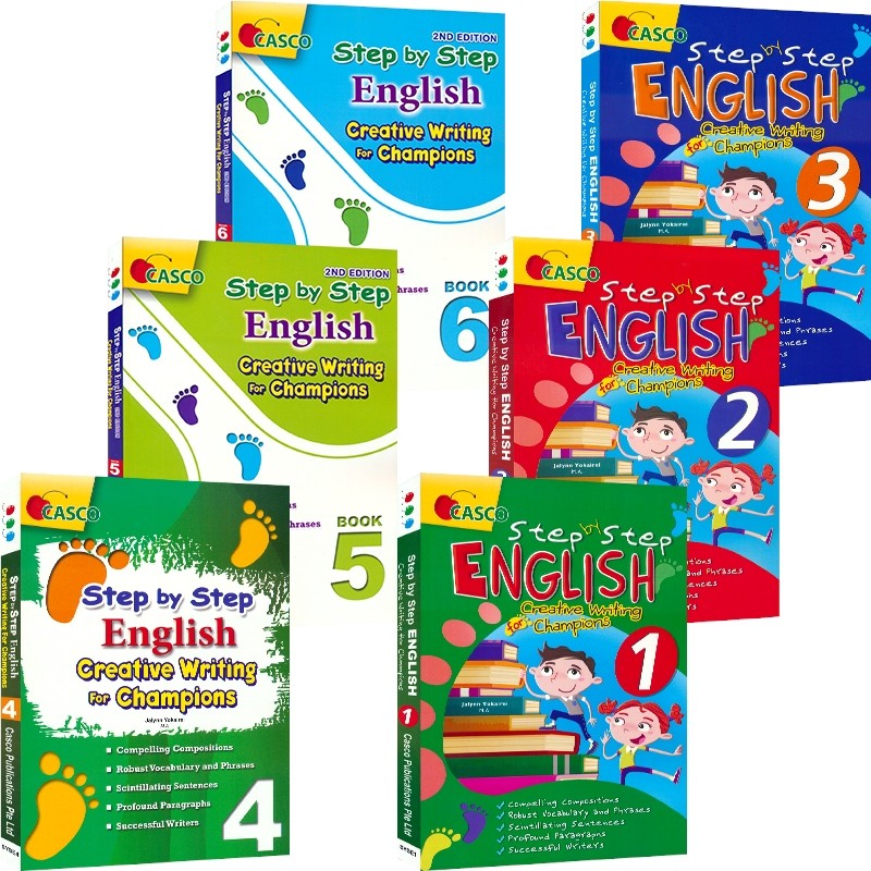 Casco Step By Step English Creative Writing For Champions 新加坡英语冠军创意写作 1-6年级6册套装小学教辅 英文原版进口图书