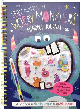 The Very Hungry Worry Monsters Mindful Journal 超饥饿的忧虑怪兽 心情日记 儿童益智活动 赠蜡笔贴纸 英文原版进口图书