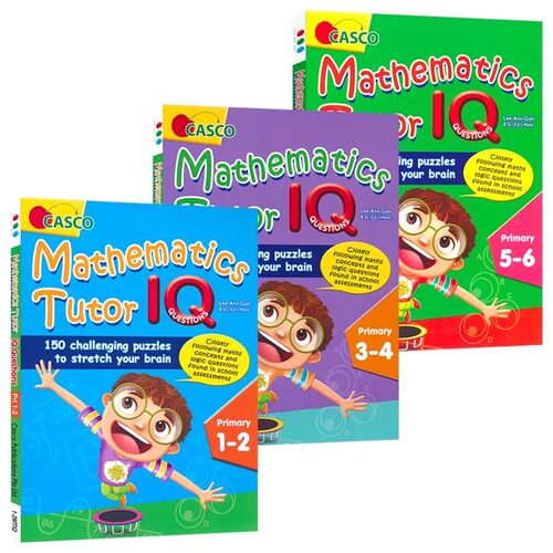 Casco Mathematics Tutor IQ Primary 1-6 新加坡数学 数学IQ辅导练习3册 小学数学1-6年级教辅 逻辑思维益智活动  英文原版进口书