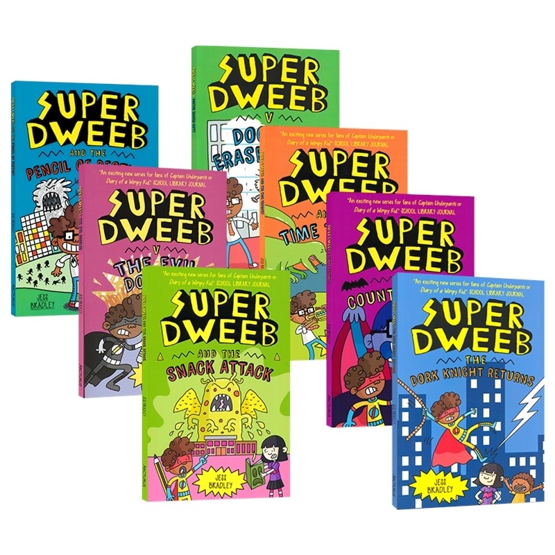 Super Dweeb 超级呆子7册 漫画书 爆笑英文桥梁书 7-9岁 英文课外读物 校园生活 英文原版进口图书