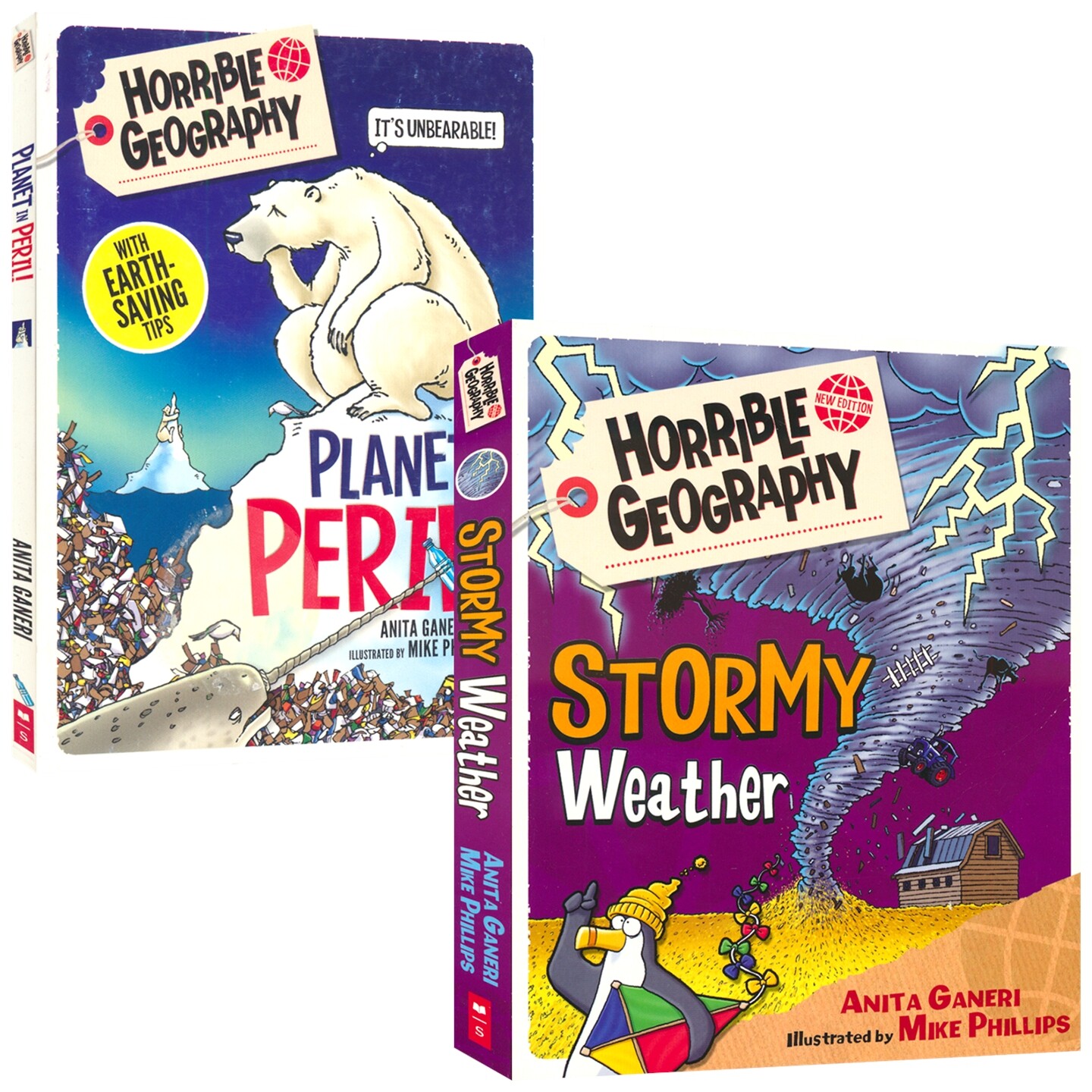 Scholastic Horrible Geography 可怕的地理 英文原版少儿科普书1-2册 风暴天气 地球危机 Stormy Weather Planet In Peril - 实物图