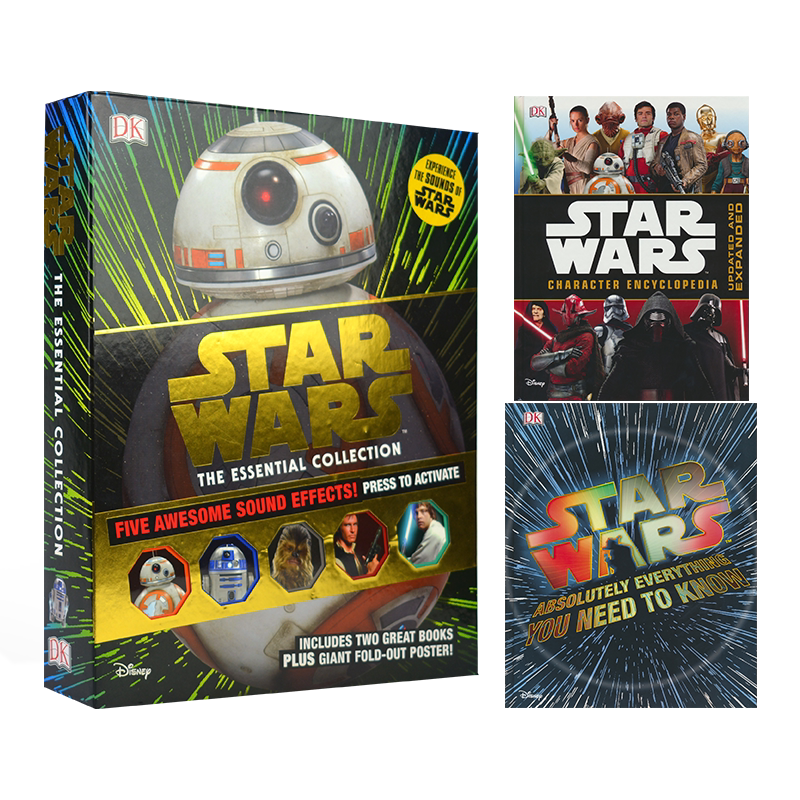 典藏版星球大战电影全系列故事百科大全2册套盒 DK StarWars The Essential Collection 星战角色人物问答大百科趣味发声英文原版