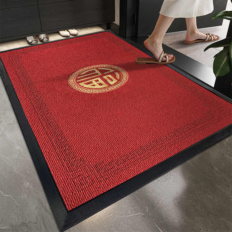 新中式红色高级感入户门地垫