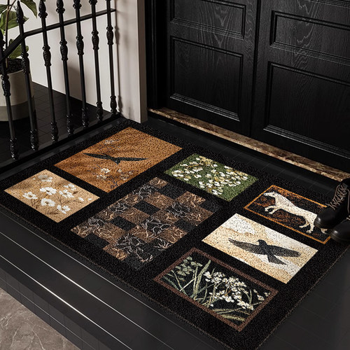 复古入户地垫pvc丝圈免洗玄关地毯门垫进门口防滑脚垫高级感耐脏