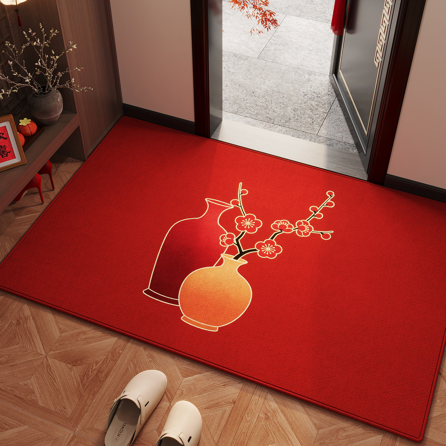 新款进门地垫子入户门垫家用过年进门口防滑新年喜庆地毯红色脚垫,居家布艺,入户地垫,淘宝优惠券,粉丝福利购,淘宝优惠卷