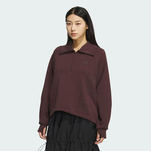阿迪达斯卫衣女装外套新款运动服半拉链时尚宽松休闲套头衫KF2546