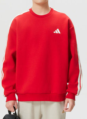 阿迪达斯红色圆领厚棉T男装运动服时尚套头衫休闲服上衣KR2516