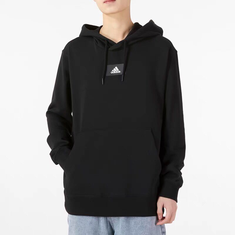 adidas阿迪达斯黑色卫衣男春秋跑步长袖休闲套头衫HE4354