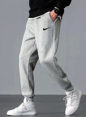 Nike耐克灰色卫裤男裤秋季新款宽松运动裤跑步透气束脚裤潮CZ6380