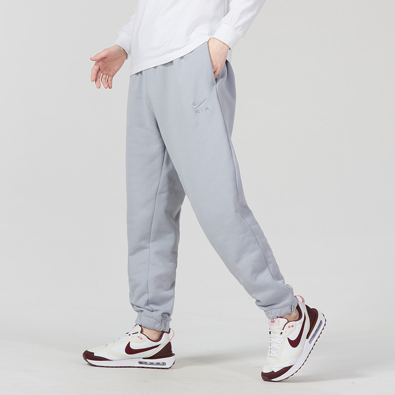 Nike耐克灰色抽绳束脚裤男毛圈纯棉长裤厚款柔软运动休闲裤DV9846