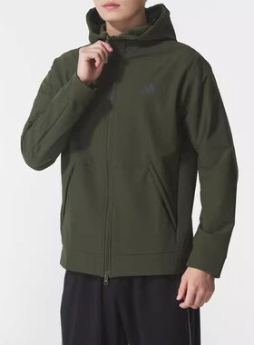 Adidas阿迪达斯男装D4T CR FZ HD梭织夹克连帽休闲宽松外套KE4370