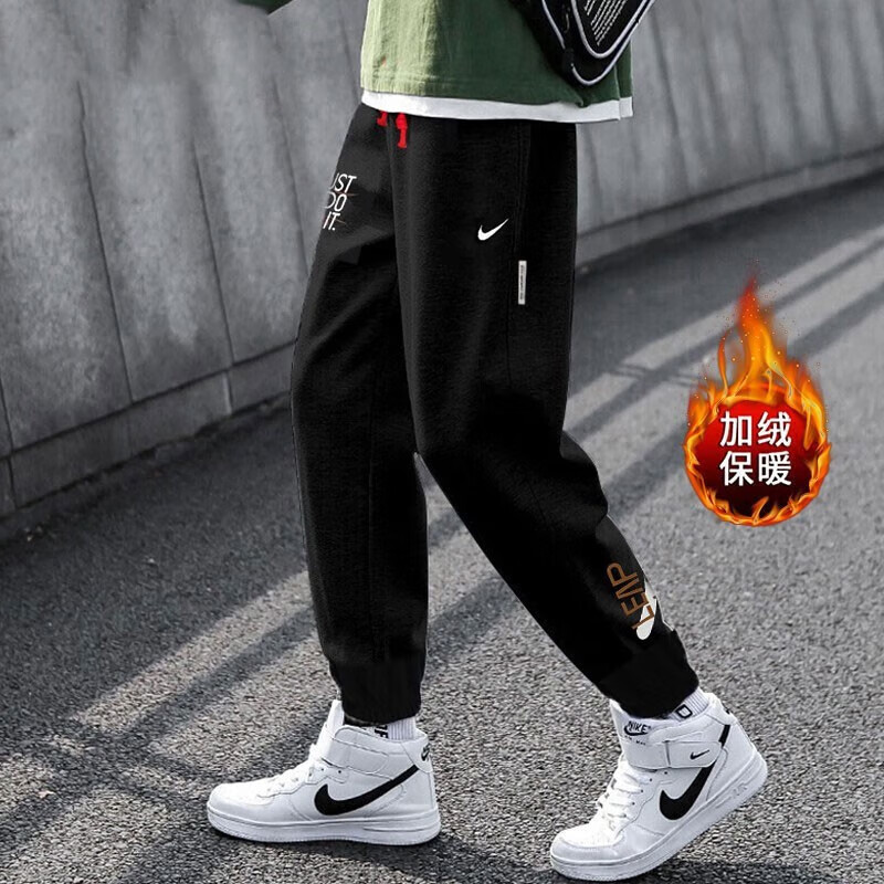 Nike耐克黑色加绒长裤男篮