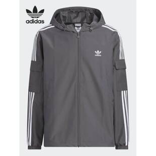 Adidas/阿迪达斯三叶草男女装时尚经典运动梭织连帽外套KB1942