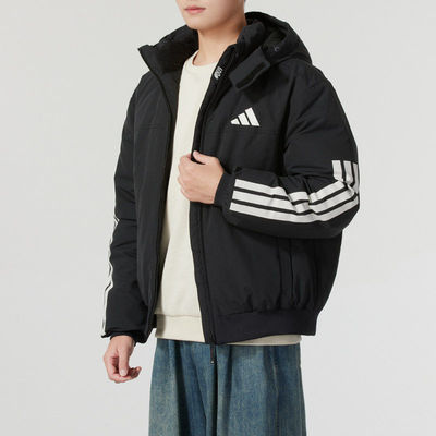 Adias羽绒服男装运动连帽