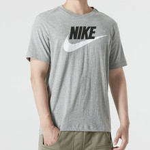 Nike耐克短袖女装夏季针织半袖灰色纯棉透气运动服男装情侣款T恤